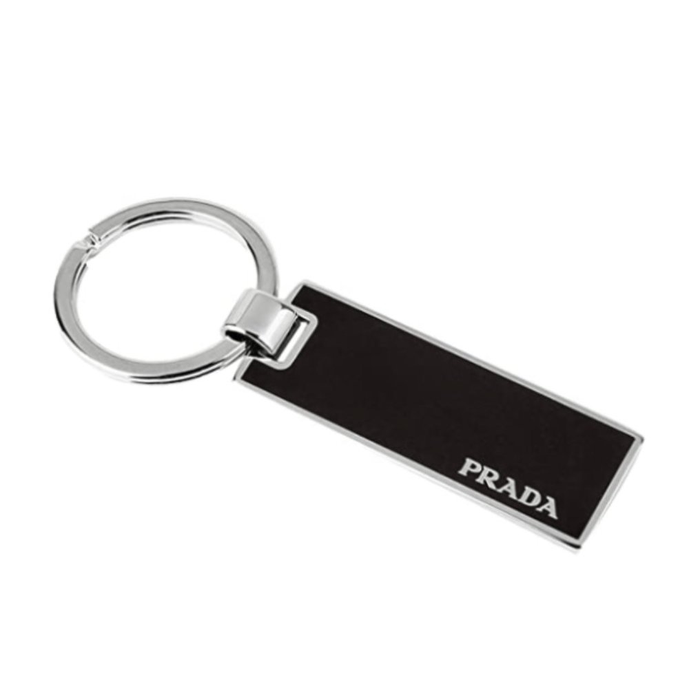 Prada Black & Silver Metal Key Chain